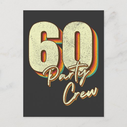 60 Party Crew 60th Birthday Button Postcard