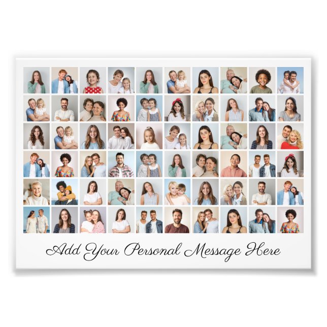 60 Photo Collage Add A Greeting Photo Enlargement Print (Front)