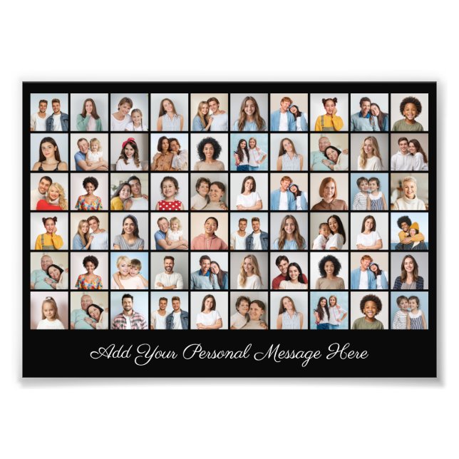 60 Photo Collage Add A Greeting Photo Enlargement Print (Front)