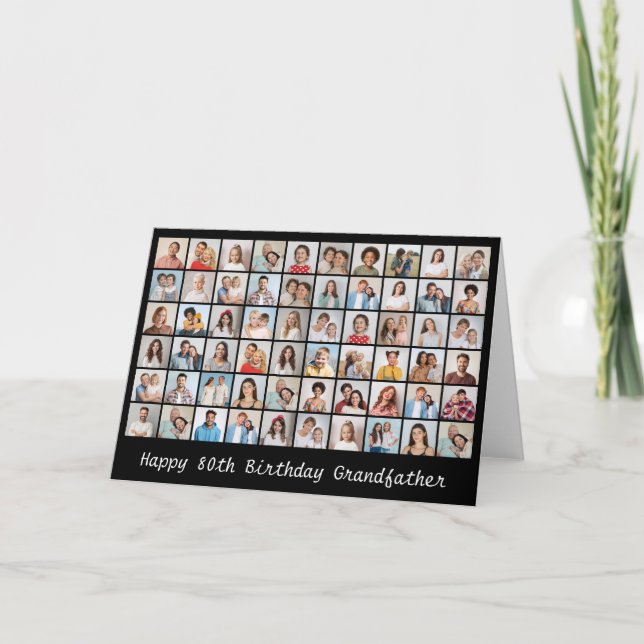 60 Photo Collage Add Any Name & Age Birthday Card (Front)