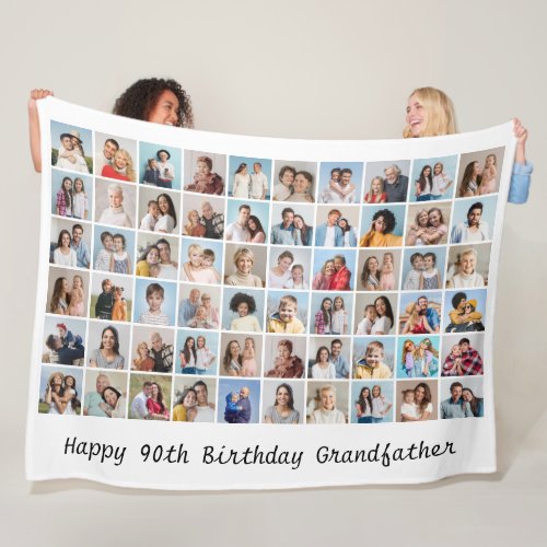 60 Photo Collage Add Any Name  Age Birthday  Fleece Blanket