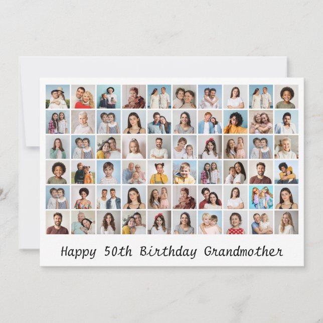 60 Photo Collage Add Name/Greeting Birthday Card (Front)