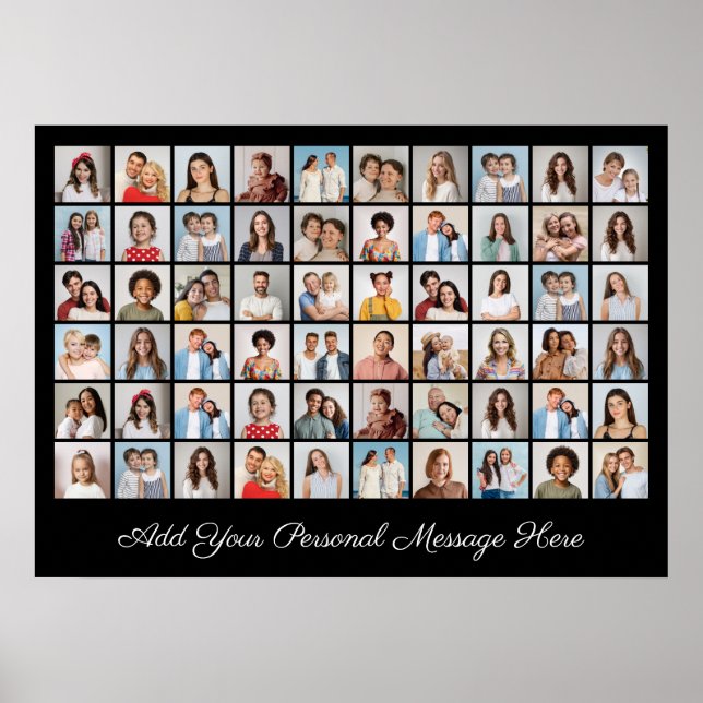 60 Photo Collage Add Your Own Greeting Poster (Front)