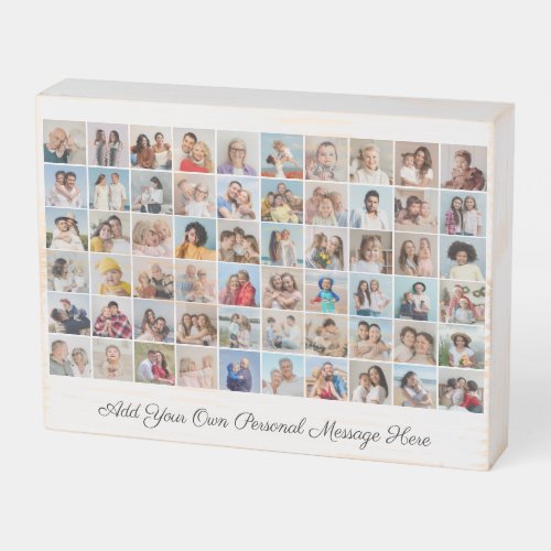 60 Photo Collage Add Your Own Text  Wooden Box Sig