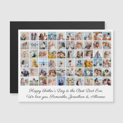 60 Photo Collage Happy Fathers Day Magnetic Card