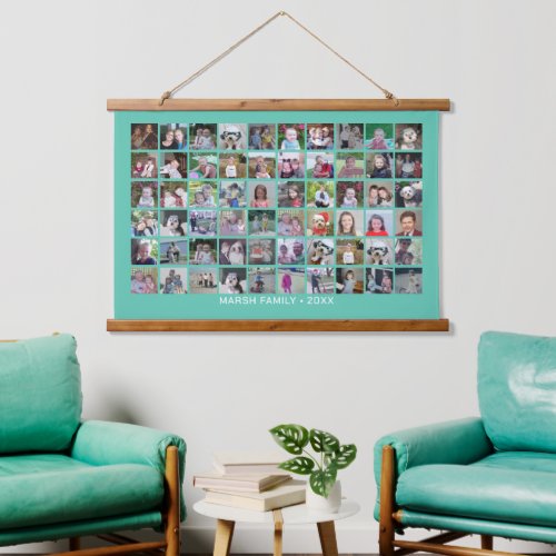 60 Photo Collage Montage and Text _ Can Edit Color Hanging Tapestry
