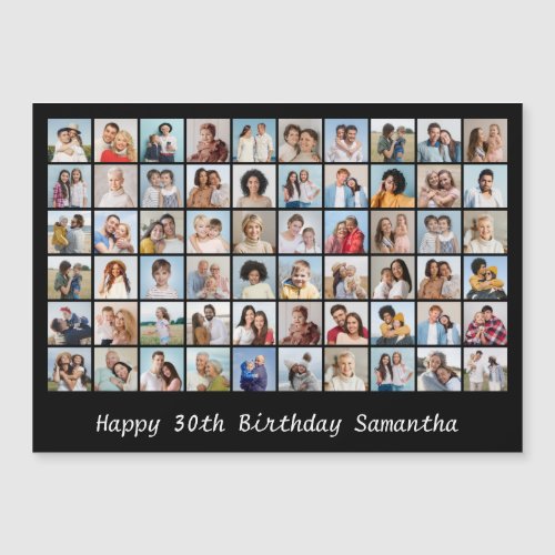 60 Photo Collage Name  Age Birthday Magnetic Card