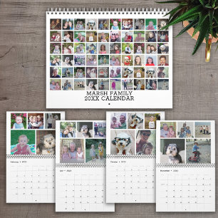 60 Photo Custom Modern Family Collage Calendar