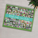 60 Photo Custom Modern Family Green Teal Calendar<br><div class="desc">Add your favorite photos to make a modern photography calendar. Each month includes room for 5 photos. The front and back cover shows all of the photos in a collage. The background on this template includes assorted natural colors with a modern script font on the front. For best results, crop...</div>