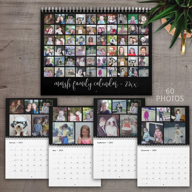 60 Photo Modern Design Family - 5 Per Month black Calendar (Creator Uploaded)