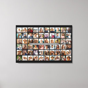 60 Photo Template Collage - Can Edit Color Canvas Print