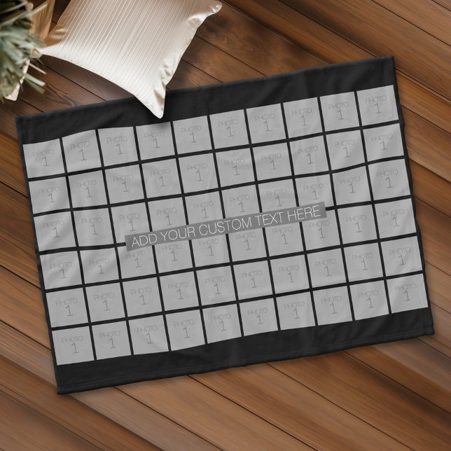60 Photo Template Collage - Can Edit Color Fleece Blanket (Custom Fleece Blanket - Add Photos and Text)