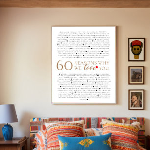 60 reasons why we love you 60th birthday gift  poster
