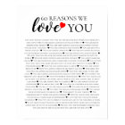 60 reasons why we love you 80th 60th birthday 40th