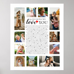 60 reasons why we love you 80th 60th birthday 40th poster