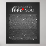 60 reasons why we love you 80th 60th birthday 40th poster<br><div class="desc">designed by The Arty Apples Limited</div>