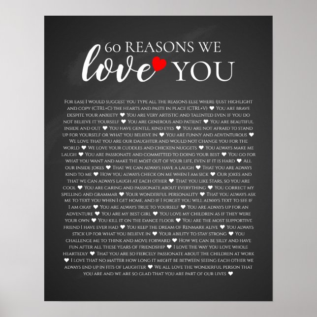 60 reasons why we love you 80th 60th birthday 40th poster (Front)