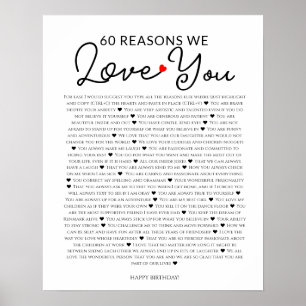 60 reasons why we love you 80th 60th birthday 40th poster