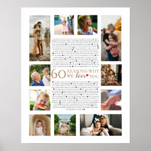 60 reasons why we love you 80th 60th birthday 50th poster