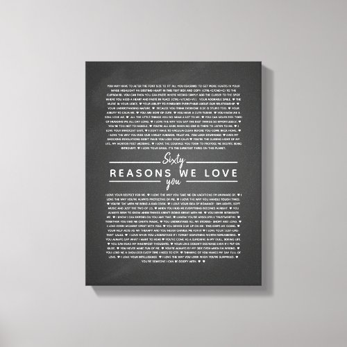 60 reasons why we love you birthday gift for him canvas print