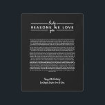 60 reasons why we love you birthday gift for him metal print<br><div class="desc">This is a DO IT YOURSELF XX Reasons why we love you. roses reasons we love you,  editable 50 Reasons,  60th birthday,  editable,  80th birthday,  memories,  love you,  mom,  retire You can edit the main body text. Designed by The Arty Apples Limited</div>