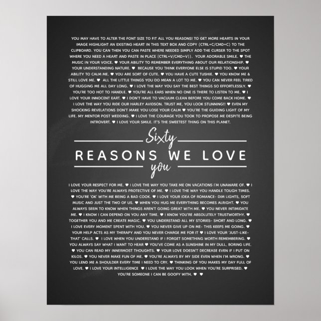 60 reasons why we love you birthday gift for him poster (Front)