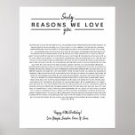 60 reasons why we love you birthday gift for him poster<br><div class="desc">This is a DO IT YOURSELF XX Reasons why we love you. roses reasons we love you,  editable 50 Reasons,  60th birthday,  editable,  80th birthday,  memories,  love you,  mom,  retire You can edit the main body text. Designed by The Arty Apples Limited</div>