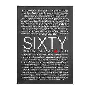 60 reasons why we love you wedding vow love you acrylic print