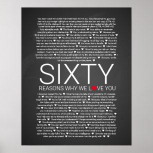 60 reasons why we love you wedding vow love you poster