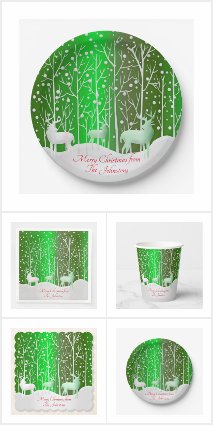 60+ Reindeer on Green Matching Christmas Settings