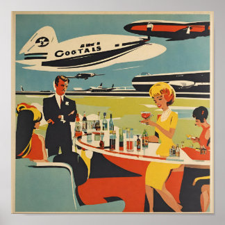60’s airport poster, cocktails poster
