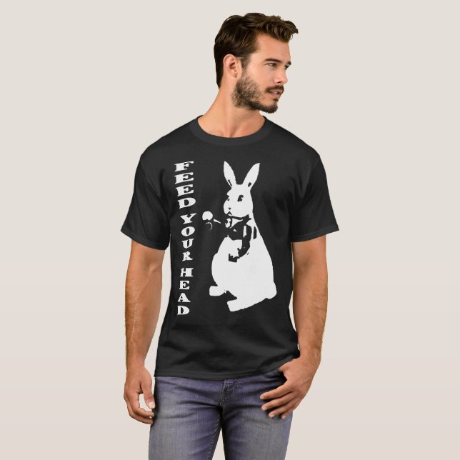 60_s Inspired White Rabbit Alice In Wonderland Hip T-Shirt (Front Full)