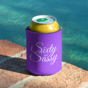 60 Sassy 60th Birthday Bright Purple Can Cooler