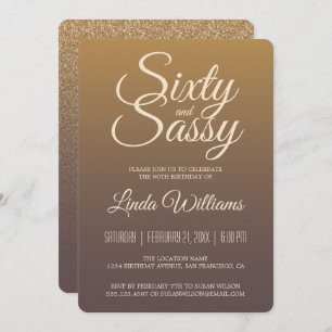 60 Sassy Gold Burgundy Ombre 60th Birthday Party Invitation