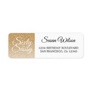 60 Sassy Gold Glitter 60th Birthday Return Address Label