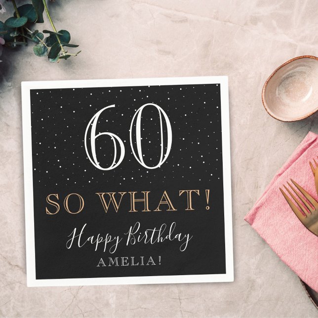 60 So what Funny Black Elegant 60th Birthday Party Napkins (Creator Uploaded)