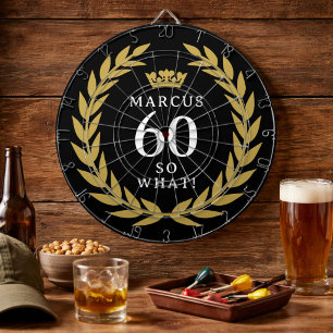 60 So what Funny Laurel Wreath Crown 60th Birthday Dart Board
