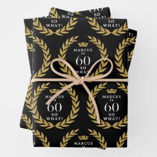 60 So what Funny Laurel Wreath Crown 60th Birthday Wrapping Paper Sheets