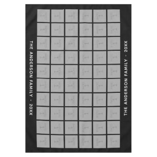 60 Square Photo Collage with Simple Text - black Tablecloth