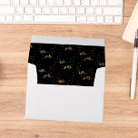 60 th birthday black gold hello 60 typography envelope<br><div class="desc">Outside: no background color. Back: template for a name and address. Inside: Black background and faux gold text written with a trendy hand-lettered style script: hello sixty. With golden dots as decor. A simple and trendy envelope for your 60th birthday party invitations, save the dates or thank you cards, ...</div>