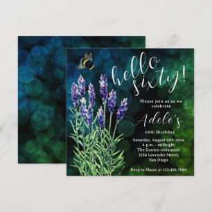 60 th birthday Lavender watercolor Invitation