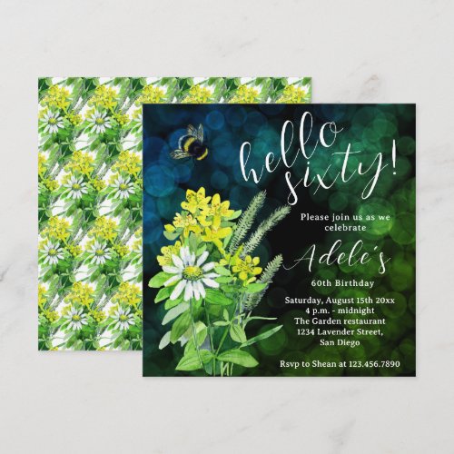60 th birthday wildflower watercolor 