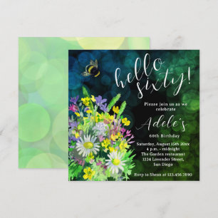 60 th birthday wildflower watercolor invitation
