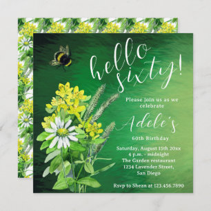 60 th birthday wildflower watercolor  invitation