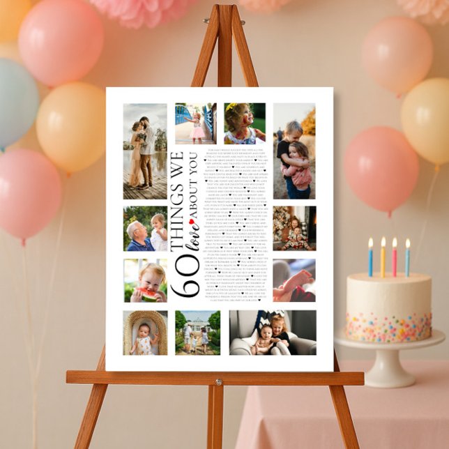 60 things we love about you birthday photo collage poster (Creator Uploaded)