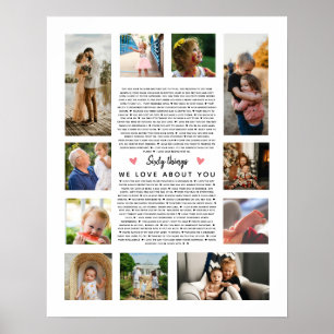 60 things we love about you birthday photo gift poster