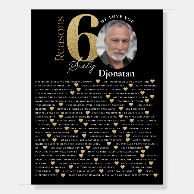 60 Things We Love About You Black Gold Board (Front)