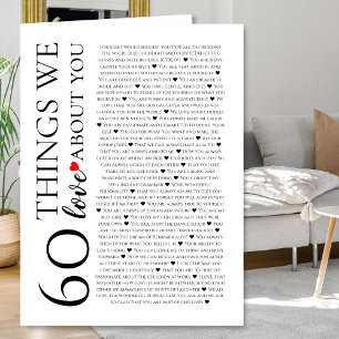 60 Things We Love About You Giant Card 60th 70th