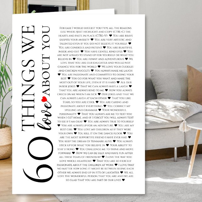 60 Things We Love About You Giant Card | 60th 70th (Creator Uploaded)