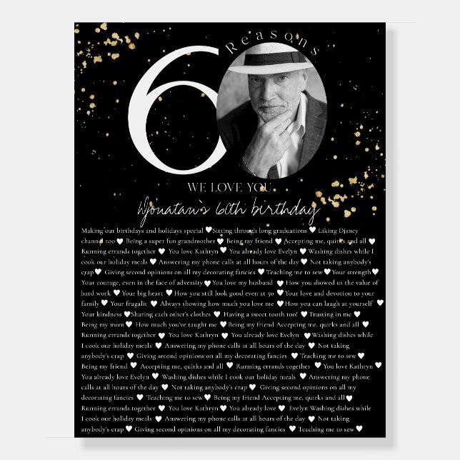 60 Things We Love About You Gold Black Board (Front)